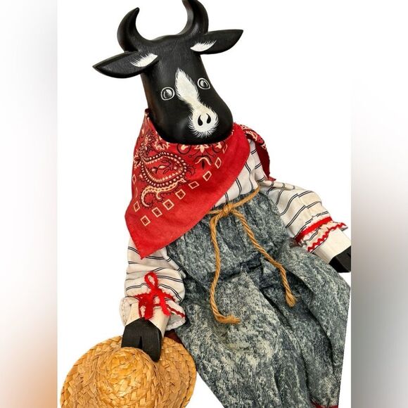 Vintage Wooden Cow Shelf Sitter Decorative Accent Farmhouse Home Decor. - Picture 4 of 11